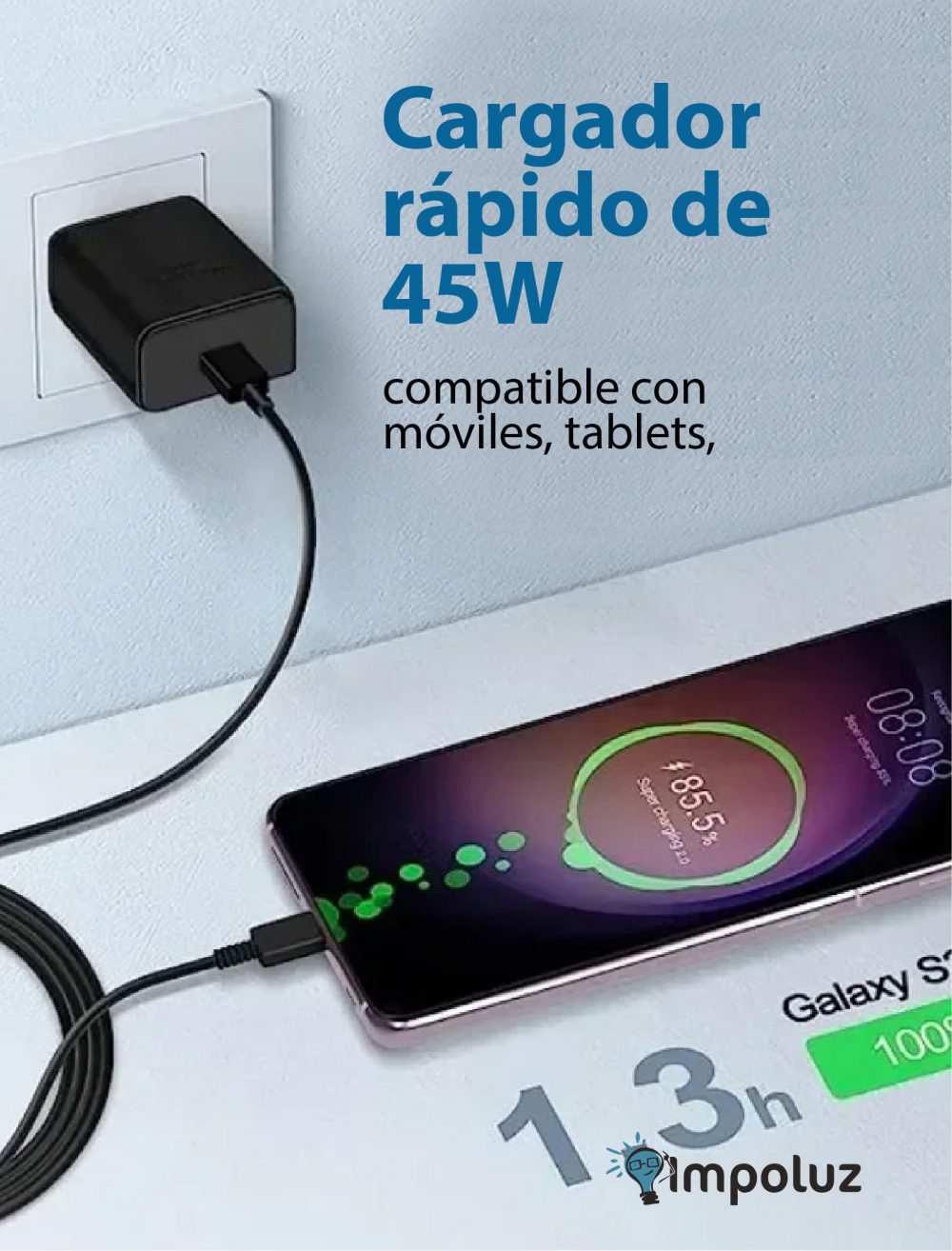 cargador tipo c de pared de la marca samsung
